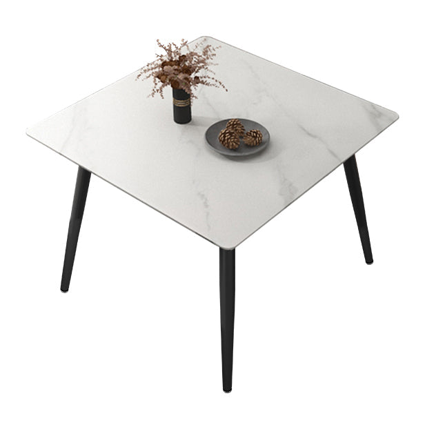 Square Four-Color Dining Table Sintered Stone Table Industrial with 4 Legs White Without Chairs Clearhalo ' dining_table' 'Dining Tables & Seating' 'Dining Tables' 'furn' 'furn_dining_table' 'Furniture' 'furniture_dining_table' 'Kitchen & Dining Furniture' 'kitchen&dining_furn' 'kitchen' 'kitchen_dining_table' 3780118