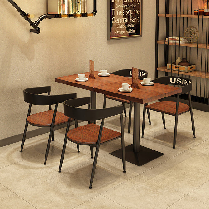 Solid Wood Industrial Style Dining Table Brown Square Table with Metal Base for Dinning Room Clearhalo ' dining_table' 'Dining Tables & Seating' 'Dining Tables' 'furn' 'furn_dining_table' 'Furniture' 'furniture_dining_table' 'Kitchen & Dining Furniture' 'kitchen&dining_furn' 'kitchen' 'kitchen_dining_table' 3780132