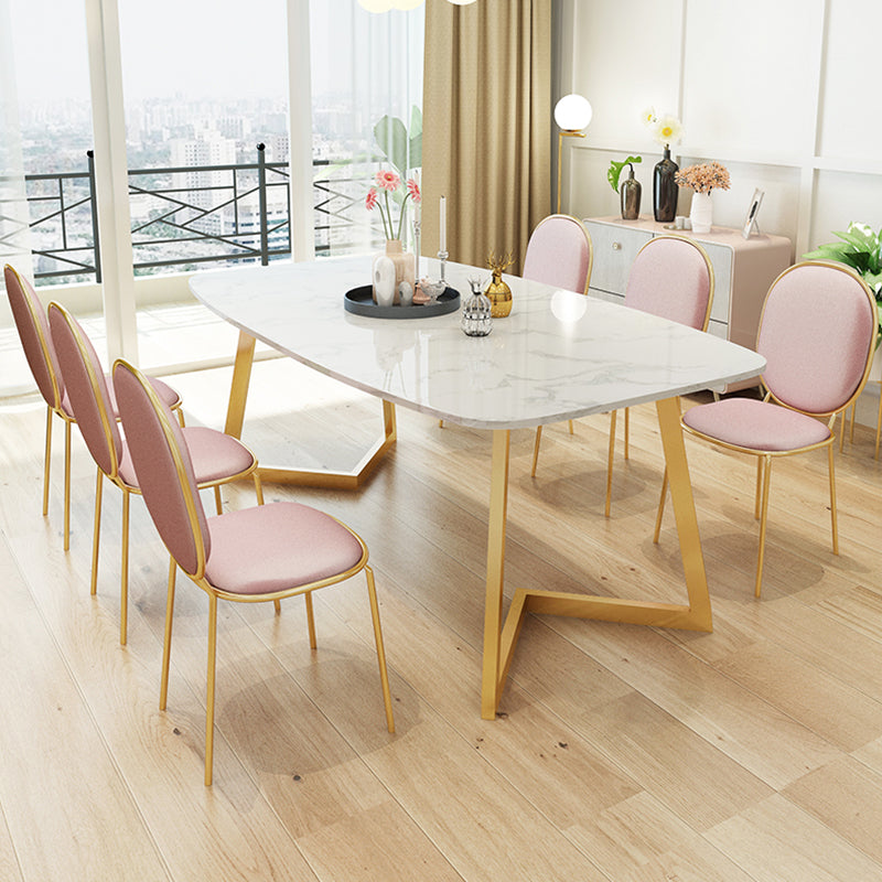 Metal Traditional Luxury Rectangle Indoor Table Sintered Stone Top Table with Sled Base Clearhalo ' dining_table' 'Dining Tables & Seating' 'Dining Tables' 'furn' 'furn_dining_table' 'Furniture' 'furniture_dining_table' 'Kitchen & Dining Furniture' 'kitchen&dining_furn' 'kitchen' 'kitchen_dining_table' 3780135