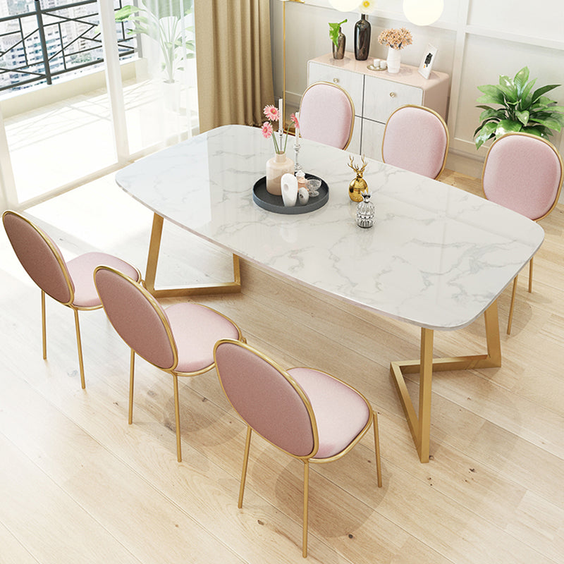 Metal Traditional Luxury Rectangle Indoor Table Sintered Stone Top Table with Sled Base Clearhalo ' dining_table' 'Dining Tables & Seating' 'Dining Tables' 'furn' 'furn_dining_table' 'Furniture' 'furniture_dining_table' 'Kitchen & Dining Furniture' 'kitchen&dining_furn' 'kitchen' 'kitchen_dining_table' 3780136