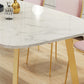 Metal Traditional Luxury Rectangle Indoor Table Sintered Stone Top Table with Sled Base Clearhalo ' dining_table' 'Dining Tables & Seating' 'Dining Tables' 'furn' 'furn_dining_table' 'Furniture' 'furniture_dining_table' 'Kitchen & Dining Furniture' 'kitchen&dining_furn' 'kitchen' 'kitchen_dining_table' 3780140