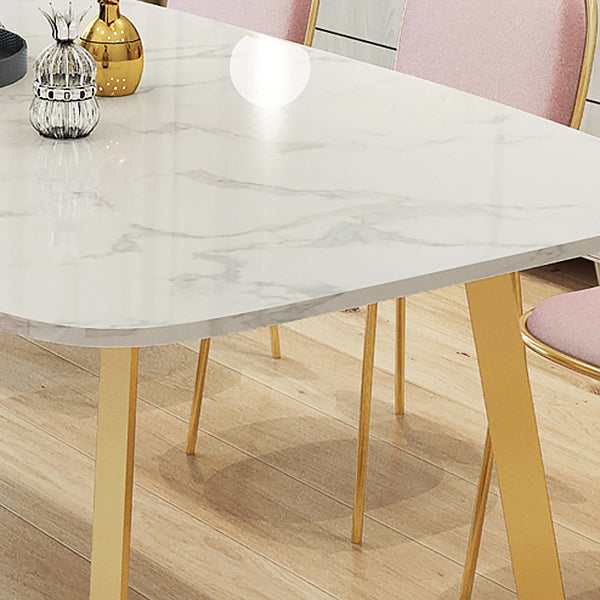 Metal Traditional Luxury Rectangle Indoor Table Sintered Stone Top Table with Sled Base Clearhalo ' dining_table' 'Dining Tables & Seating' 'Dining Tables' 'furn' 'furn_dining_table' 'Furniture' 'furniture_dining_table' 'Kitchen & Dining Furniture' 'kitchen&dining_furn' 'kitchen' 'kitchen_dining_table' 3780140