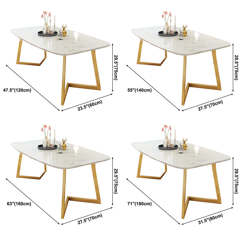 Metal Traditional Luxury Rectangle Indoor Table Sintered Stone Top Table with Sled Base Clearhalo ' dining_table' 'Dining Tables & Seating' 'Dining Tables' 'furn' 'furn_dining_table' 'Furniture' 'furniture_dining_table' 'Kitchen & Dining Furniture' 'kitchen&dining_furn' 'kitchen' 'kitchen_dining_table' 3780143