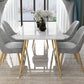 Glam Sintered Stone Kitchen Dining Table White Rectangle Shape Dining Table with 4 Legs Base Clearhalo ' dining_table' 'Dining Tables & Seating' 'Dining Tables' 'furn' 'furn_dining_table' 'Furniture' 'furniture_dining_table' 'Kitchen & Dining Furniture' 'kitchen&dining_furn' 'kitchen' 'kitchen_dining_table' 3780169