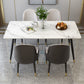 Glam Sintered Stone Kitchen Dining Table White Rectangle Shape Dining Table with 4 Legs Base Clearhalo ' dining_table' 'Dining Tables & Seating' 'Dining Tables' 'furn' 'furn_dining_table' 'Furniture' 'furniture_dining_table' 'Kitchen & Dining Furniture' 'kitchen&dining_furn' 'kitchen' 'kitchen_dining_table' 3780170