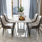Glam Sintered Stone Kitchen Dining Table White Rectangle Shape Dining Table with 4 Legs Base Clearhalo ' dining_table' 'Dining Tables & Seating' 'Dining Tables' 'furn' 'furn_dining_table' 'Furniture' 'furniture_dining_table' 'Kitchen & Dining Furniture' 'kitchen&dining_furn' 'kitchen' 'kitchen_dining_table' 3780171