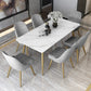Glam Sintered Stone Kitchen Dining Table White Rectangle Shape Dining Table with 4 Legs Base Clearhalo ' dining_table' 'Dining Tables & Seating' 'Dining Tables' 'furn' 'furn_dining_table' 'Furniture' 'furniture_dining_table' 'Kitchen & Dining Furniture' 'kitchen&dining_furn' 'kitchen' 'kitchen_dining_table' 3780175