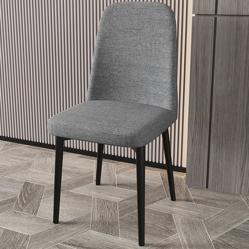 Scandinavian Home Parsons Chair Upholstered Solid Back Metal Dining Room Chair Dark Gray 1 Piece Black Clearhalo ' kitchen&dining_furn' 'Dining Chairs' 'Dining Tables & Seating' 'dining_chair' 'furn' 'furn_dining_chair' 'Furniture' 'furniture_dining_chair' 'Kitchen & Dining Furniture' 'kitchen' 3780219