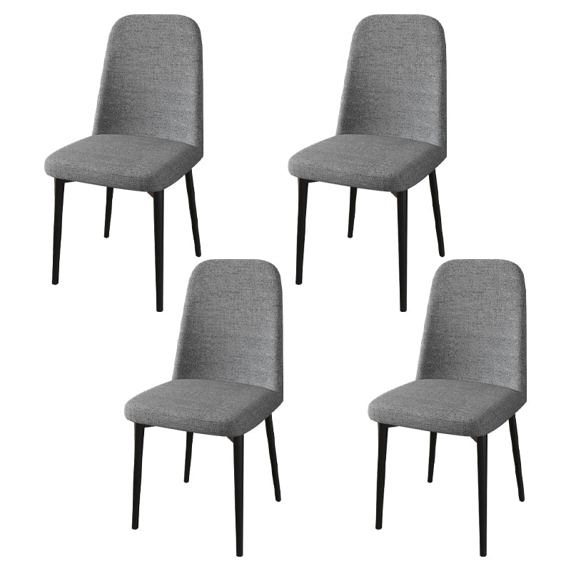 Scandinavian Home Parsons Chair Upholstered Solid Back Metal Dining Room Chair Dark Gray 4 Piece Set Black Clearhalo ' kitchen&dining_furn' 'Dining Chairs' 'Dining Tables & Seating' 'dining_chair' 'furn' 'furn_dining_chair' 'Furniture' 'furniture_dining_chair' 'Kitchen & Dining Furniture' 'kitchen' 3780224