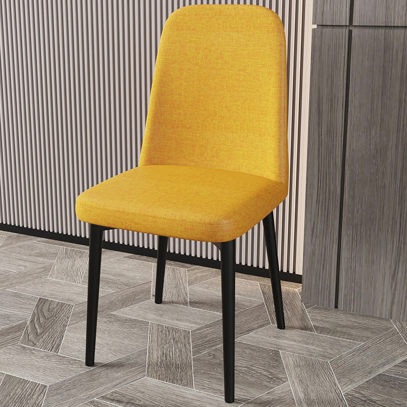 Scandinavian Home Parsons Chair Upholstered Solid Back Metal Dining Room Chair Yellow 1 Piece Black Clearhalo ' kitchen&dining_furn' 'Dining Chairs' 'Dining Tables & Seating' 'dining_chair' 'furn' 'furn_dining_chair' 'Furniture' 'furniture_dining_chair' 'Kitchen & Dining Furniture' 'kitchen' 3780226