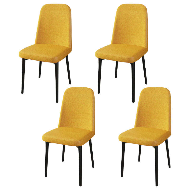Scandinavian Home Parsons Chair Upholstered Solid Back Metal Dining Room Chair Yellow 4 Piece Set Black Clearhalo ' kitchen&dining_furn' 'Dining Chairs' 'Dining Tables & Seating' 'dining_chair' 'furn' 'furn_dining_chair' 'Furniture' 'furniture_dining_chair' 'Kitchen & Dining Furniture' 'kitchen' 3780229