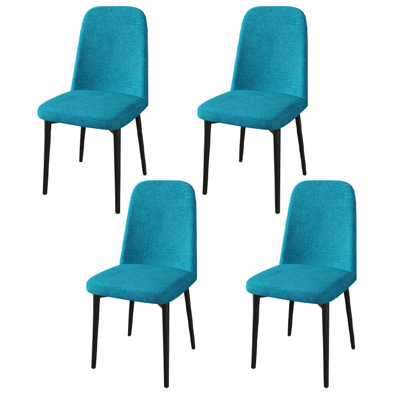 Scandinavian Home Parsons Chair Upholstered Solid Back Metal Dining Room Chair Blue 4 Piece Set Black Clearhalo ' kitchen&dining_furn' 'Dining Chairs' 'Dining Tables & Seating' 'dining_chair' 'furn' 'furn_dining_chair' 'Furniture' 'furniture_dining_chair' 'Kitchen & Dining Furniture' 'kitchen' 3780234