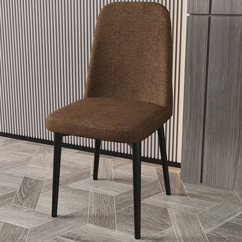 Scandinavian Home Parsons Chair Upholstered Solid Back Metal Dining Room Chair Coffee 1 Piece Black Clearhalo ' kitchen&dining_furn' 'Dining Chairs' 'Dining Tables & Seating' 'dining_chair' 'furn' 'furn_dining_chair' 'Furniture' 'furniture_dining_chair' 'Kitchen & Dining Furniture' 'kitchen' 3780241