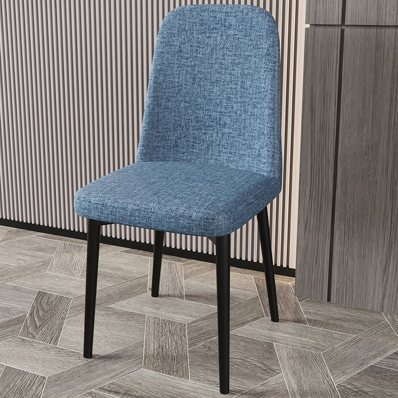 Scandinavian Home Parsons Chair Upholstered Solid Back Metal Dining Room Chair Gray-Blue 1 Piece Black Clearhalo ' kitchen&dining_furn' 'Dining Chairs' 'Dining Tables & Seating' 'dining_chair' 'furn' 'furn_dining_chair' 'Furniture' 'furniture_dining_chair' 'Kitchen & Dining Furniture' 'kitchen' 3780247