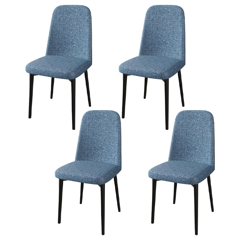 Scandinavian Home Parsons Chair Upholstered Solid Back Metal Dining Room Chair Gray-Blue 4 Piece Set Black Clearhalo ' kitchen&dining_furn' 'Dining Chairs' 'Dining Tables & Seating' 'dining_chair' 'furn' 'furn_dining_chair' 'Furniture' 'furniture_dining_chair' 'Kitchen & Dining Furniture' 'kitchen' 3780249