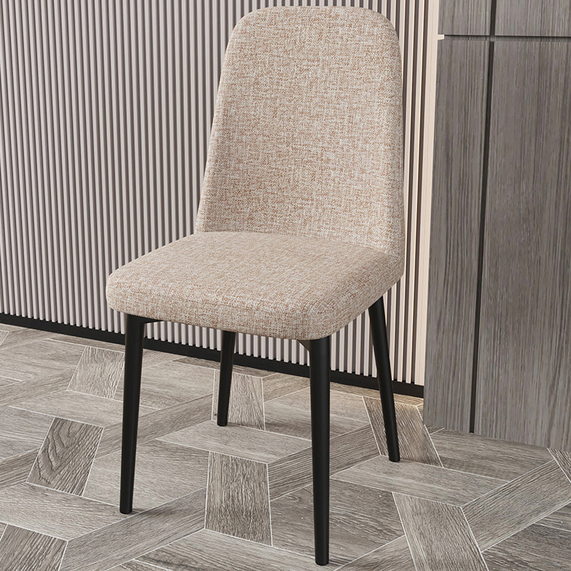 Scandinavian Home Parsons Chair Upholstered Solid Back Metal Dining Room Chair Off-White 1 Piece Black Clearhalo ' kitchen&dining_furn' 'Dining Chairs' 'Dining Tables & Seating' 'dining_chair' 'furn' 'furn_dining_chair' 'Furniture' 'furniture_dining_chair' 'Kitchen & Dining Furniture' 'kitchen' 3780250