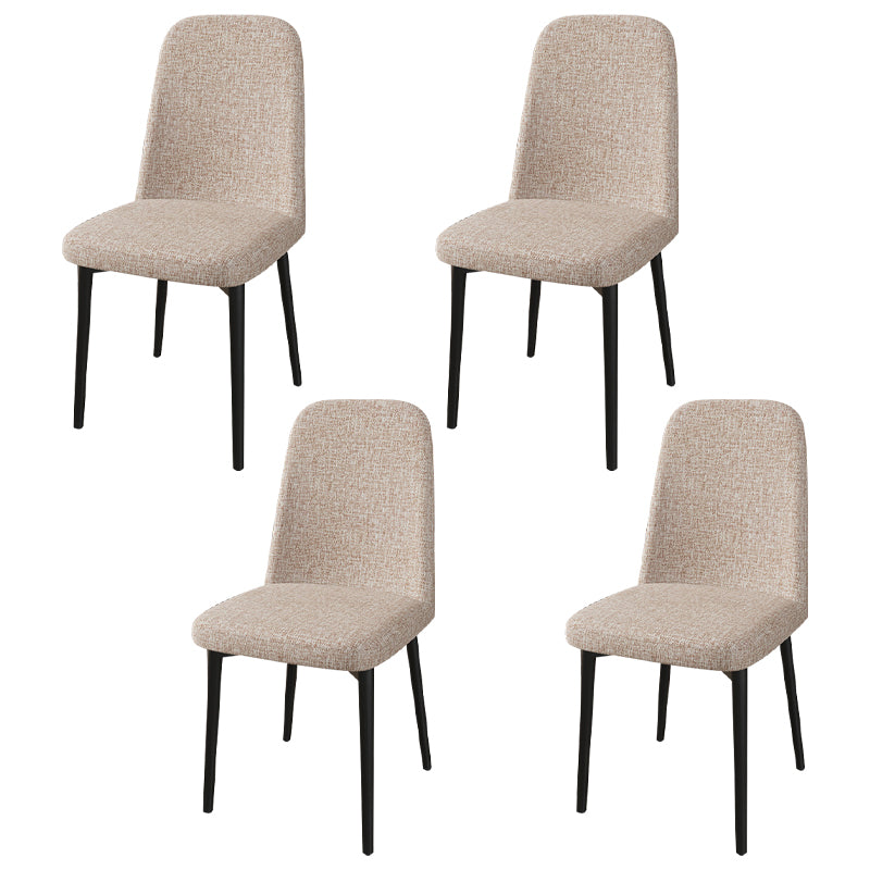 Scandinavian Home Parsons Chair Upholstered Solid Back Metal Dining Room Chair Off-White 4 Piece Set Black Clearhalo ' kitchen&dining_furn' 'Dining Chairs' 'Dining Tables & Seating' 'dining_chair' 'furn' 'furn_dining_chair' 'Furniture' 'furniture_dining_chair' 'Kitchen & Dining Furniture' 'kitchen' 3780252