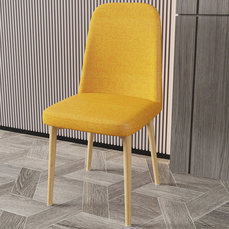 Scandinavian Home Parsons Chair Upholstered Solid Back Metal Dining Room Chair Yellow 1 Piece Natural Wood Clearhalo ' kitchen&dining_furn' 'Dining Chairs' 'Dining Tables & Seating' 'dining_chair' 'furn' 'furn_dining_chair' 'Furniture' 'furniture_dining_chair' 'Kitchen & Dining Furniture' 'kitchen' 3780259