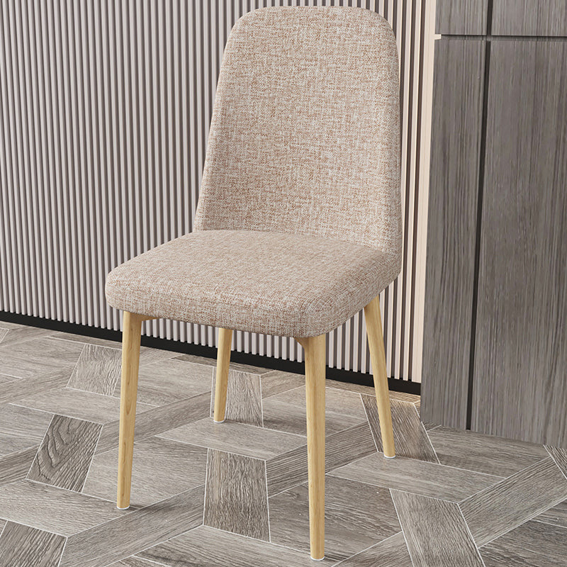 Scandinavian Home Parsons Chair Upholstered Solid Back Metal Dining Room Chair Off-White 1 Piece Natural Wood Clearhalo ' kitchen&dining_furn' 'Dining Chairs' 'Dining Tables & Seating' 'dining_chair' 'furn' 'furn_dining_chair' 'Furniture' 'furniture_dining_chair' 'Kitchen & Dining Furniture' 'kitchen' 3780276