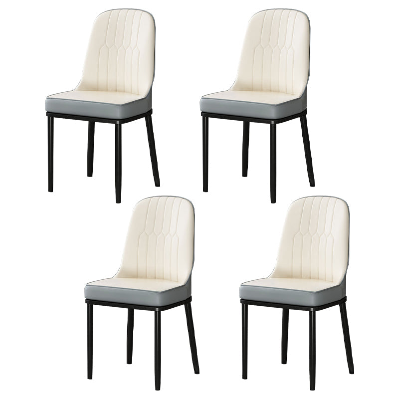 Metal Scandinavian Style Dining Chair Cushioned Parsons Armless Chair for Dining Room White 4 Piece Set Clearhalo ' kitchen&dining_furn' 'Dining Chairs' 'Dining Tables & Seating' 'dining_chair' 'furn' 'furn_dining_chair' 'Furniture' 'furniture_dining_chair' 'Kitchen & Dining Furniture' 'kitchen' 3780286