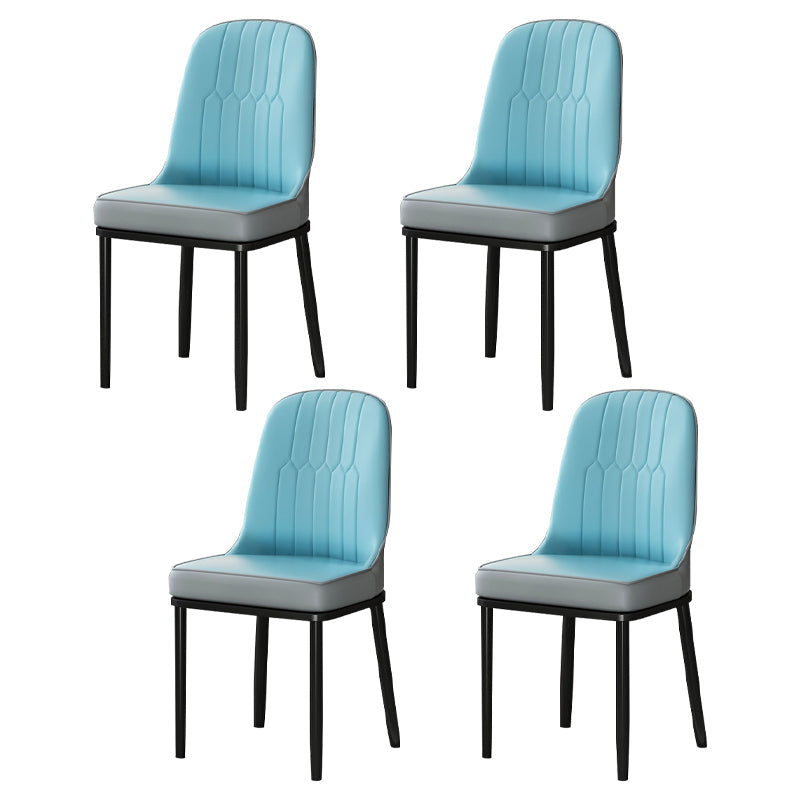 Metal Scandinavian Style Dining Chair Cushioned Parsons Armless Chair for Dining Room Light Blue 4 Piece Set Clearhalo ' kitchen&dining_furn' 'Dining Chairs' 'Dining Tables & Seating' 'dining_chair' 'furn' 'furn_dining_chair' 'Furniture' 'furniture_dining_chair' 'Kitchen & Dining Furniture' 'kitchen' 3780290