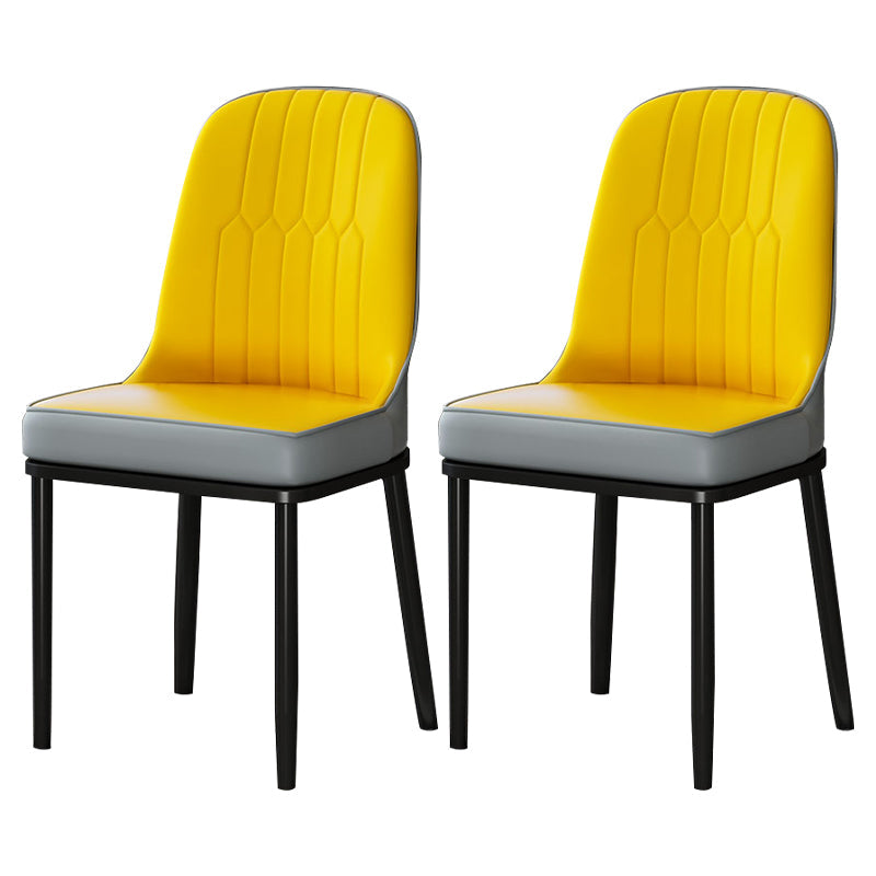 Metal Scandinavian Style Dining Chair Cushioned Parsons Armless Chair for Dining Room Light Yellow 2 Piece Set Clearhalo ' kitchen&dining_furn' 'Dining Chairs' 'Dining Tables & Seating' 'dining_chair' 'furn' 'furn_dining_chair' 'Furniture' 'furniture_dining_chair' 'Kitchen & Dining Furniture' 'kitchen' 3780292