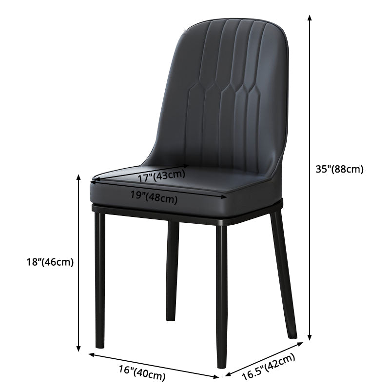 Metal Scandinavian Style Dining Chair Cushioned Parsons Armless Chair for Dining Room Clearhalo ' kitchen&dining_furn' 'Dining Chairs' 'Dining Tables & Seating' 'dining_chair' 'furn' 'furn_dining_chair' 'Furniture' 'furniture_dining_chair' 'Kitchen & Dining Furniture' 'kitchen' 3780293