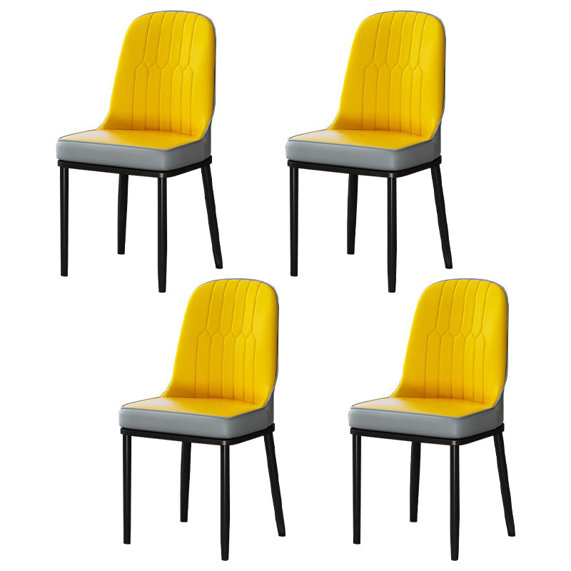 Metal Scandinavian Style Dining Chair Cushioned Parsons Armless Chair for Dining Room Light Yellow 4 Piece Set Clearhalo ' kitchen&dining_furn' 'Dining Chairs' 'Dining Tables & Seating' 'dining_chair' 'furn' 'furn_dining_chair' 'Furniture' 'furniture_dining_chair' 'Kitchen & Dining Furniture' 'kitchen' 3780294