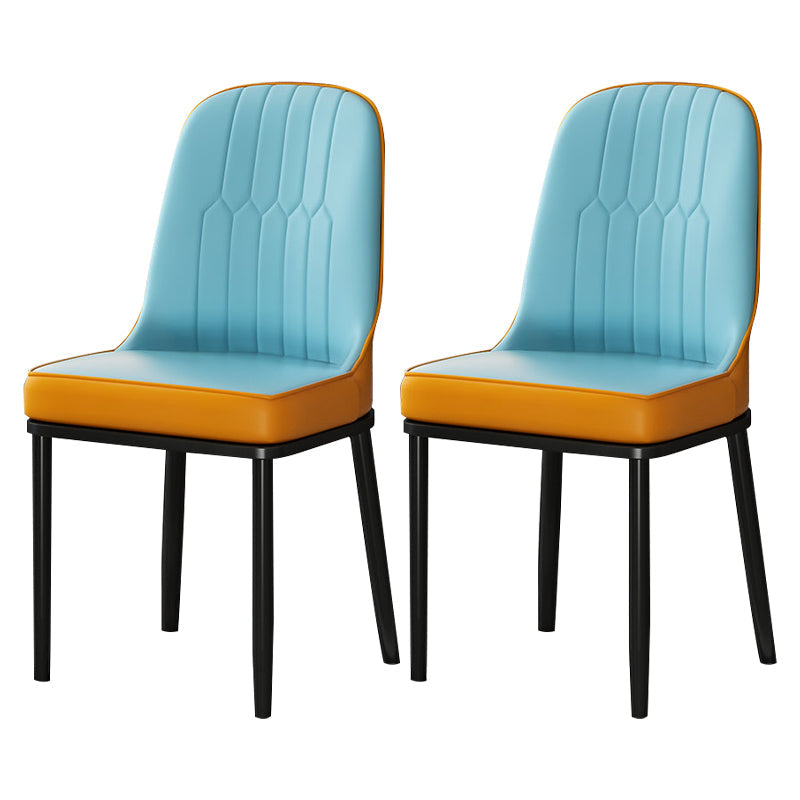 Metal Scandinavian Style Dining Chair Cushioned Parsons Armless Chair for Dining Room Lake Blue 2 Piece Set Clearhalo ' kitchen&dining_furn' 'Dining Chairs' 'Dining Tables & Seating' 'dining_chair' 'furn' 'furn_dining_chair' 'Furniture' 'furniture_dining_chair' 'Kitchen & Dining Furniture' 'kitchen' 3780296