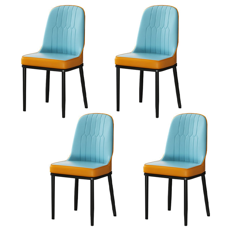 Metal Scandinavian Style Dining Chair Cushioned Parsons Armless Chair for Dining Room Lake Blue 4 Piece Set Clearhalo ' kitchen&dining_furn' 'Dining Chairs' 'Dining Tables & Seating' 'dining_chair' 'furn' 'furn_dining_chair' 'Furniture' 'furniture_dining_chair' 'Kitchen & Dining Furniture' 'kitchen' 3780297
