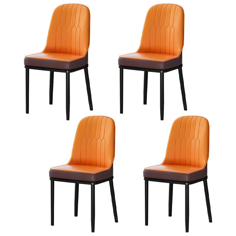 Metal Scandinavian Style Dining Chair Cushioned Parsons Armless Chair for Dining Room Orange Red 4 Piece Set Clearhalo ' kitchen&dining_furn' 'Dining Chairs' 'Dining Tables & Seating' 'dining_chair' 'furn' 'furn_dining_chair' 'Furniture' 'furniture_dining_chair' 'Kitchen & Dining Furniture' 'kitchen' 3780300