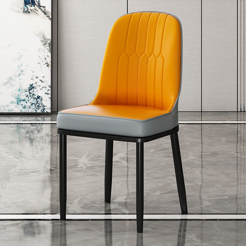 Metal Scandinavian Style Dining Chair Cushioned Parsons Armless Chair for Dining Room Orange 1 Piece Clearhalo ' kitchen&dining_furn' 'Dining Chairs' 'Dining Tables & Seating' 'dining_chair' 'furn' 'furn_dining_chair' 'Furniture' 'furniture_dining_chair' 'Kitchen & Dining Furniture' 'kitchen' 3780301