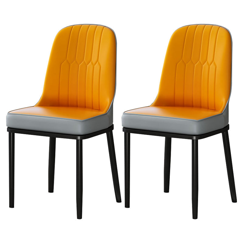 Metal Scandinavian Style Dining Chair Cushioned Parsons Armless Chair for Dining Room Orange 2 Piece Set Clearhalo ' kitchen&dining_furn' 'Dining Chairs' 'Dining Tables & Seating' 'dining_chair' 'furn' 'furn_dining_chair' 'Furniture' 'furniture_dining_chair' 'Kitchen & Dining Furniture' 'kitchen' 3780302