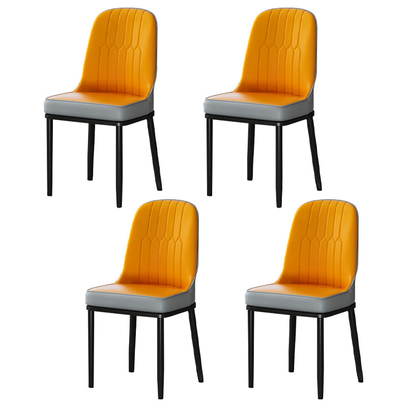 Metal Scandinavian Style Dining Chair Cushioned Parsons Armless Chair for Dining Room Orange 4 Piece Set Clearhalo ' kitchen&dining_furn' 'Dining Chairs' 'Dining Tables & Seating' 'dining_chair' 'furn' 'furn_dining_chair' 'Furniture' 'furniture_dining_chair' 'Kitchen & Dining Furniture' 'kitchen' 3780303
