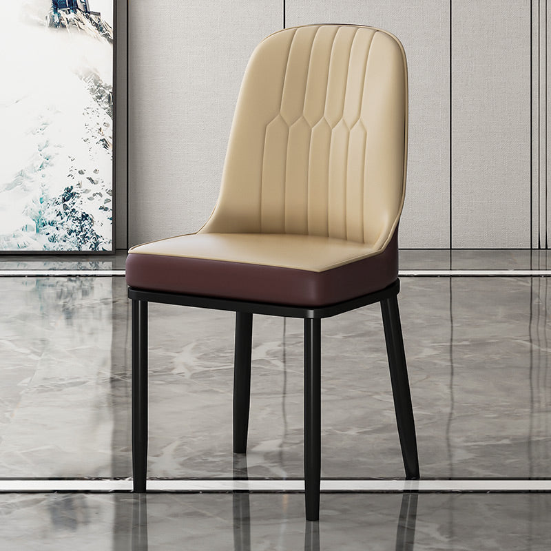 Metal Scandinavian Style Dining Chair Cushioned Parsons Armless Chair for Dining Room Off-White 1 Piece Clearhalo ' kitchen&dining_furn' 'Dining Chairs' 'Dining Tables & Seating' 'dining_chair' 'furn' 'furn_dining_chair' 'Furniture' 'furniture_dining_chair' 'Kitchen & Dining Furniture' 'kitchen' 3780307