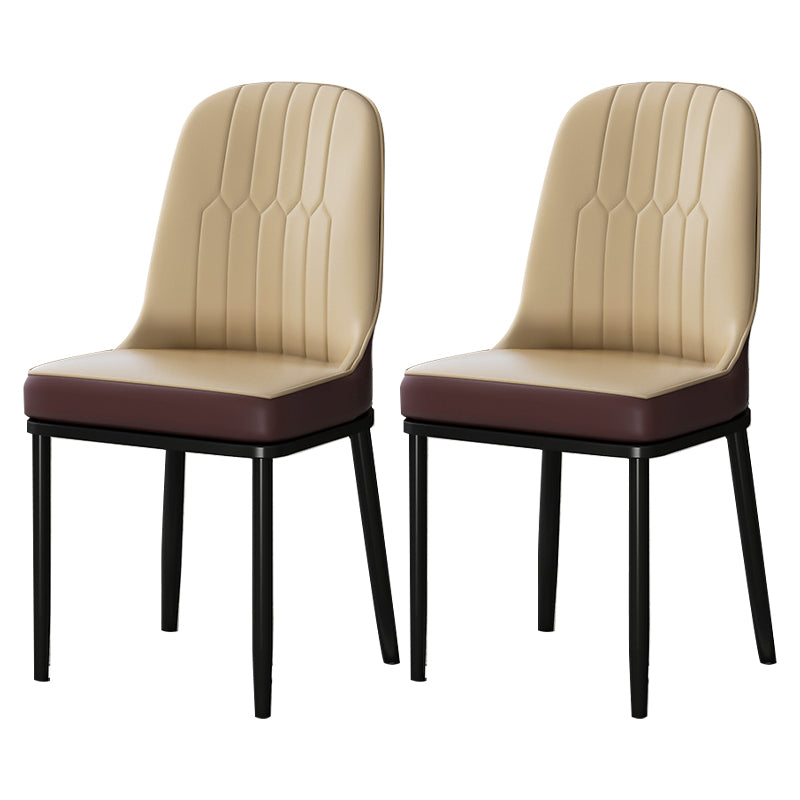 Metal Scandinavian Style Dining Chair Cushioned Parsons Armless Chair for Dining Room Off-White 2 Piece Set Clearhalo ' kitchen&dining_furn' 'Dining Chairs' 'Dining Tables & Seating' 'dining_chair' 'furn' 'furn_dining_chair' 'Furniture' 'furniture_dining_chair' 'Kitchen & Dining Furniture' 'kitchen' 3780308