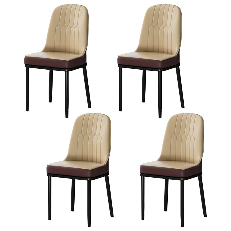 Metal Scandinavian Style Dining Chair Cushioned Parsons Armless Chair for Dining Room Off-White 4 Piece Set Clearhalo ' kitchen&dining_furn' 'Dining Chairs' 'Dining Tables & Seating' 'dining_chair' 'furn' 'furn_dining_chair' 'Furniture' 'furniture_dining_chair' 'Kitchen & Dining Furniture' 'kitchen' 3780309