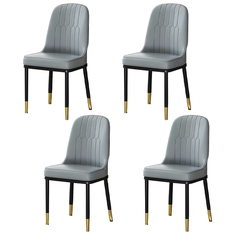 Metal Scandinavian Style Dining Chair Cushioned Parsons Armless Chair for Dining Room Light Gray 4 Piece Set Clearhalo ' kitchen&dining_furn' 'Dining Chairs' 'Dining Tables & Seating' 'dining_chair' 'furn' 'furn_dining_chair' 'Furniture' 'furniture_dining_chair' 'Kitchen & Dining Furniture' 'kitchen' 3780312