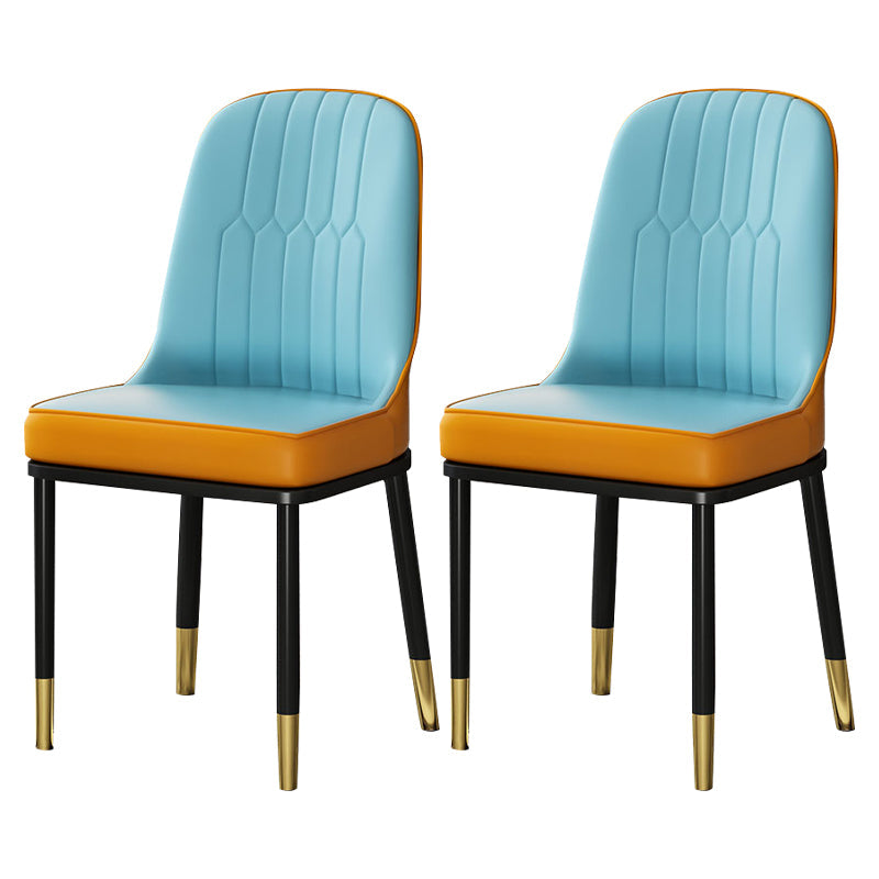 Metal Scandinavian Style Dining Chair Cushioned Parsons Armless Chair for Dining Room Blue 2 Piece Set Clearhalo ' kitchen&dining_furn' 'Dining Chairs' 'Dining Tables & Seating' 'dining_chair' 'furn' 'furn_dining_chair' 'Furniture' 'furniture_dining_chair' 'Kitchen & Dining Furniture' 'kitchen' 3780320