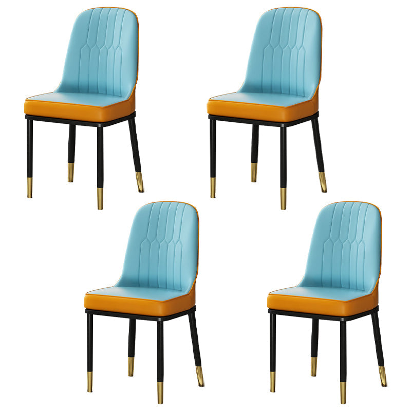 Metal Scandinavian Style Dining Chair Cushioned Parsons Armless Chair for Dining Room Blue 4 Piece Set Clearhalo ' kitchen&dining_furn' 'Dining Chairs' 'Dining Tables & Seating' 'dining_chair' 'furn' 'furn_dining_chair' 'Furniture' 'furniture_dining_chair' 'Kitchen & Dining Furniture' 'kitchen' 3780321