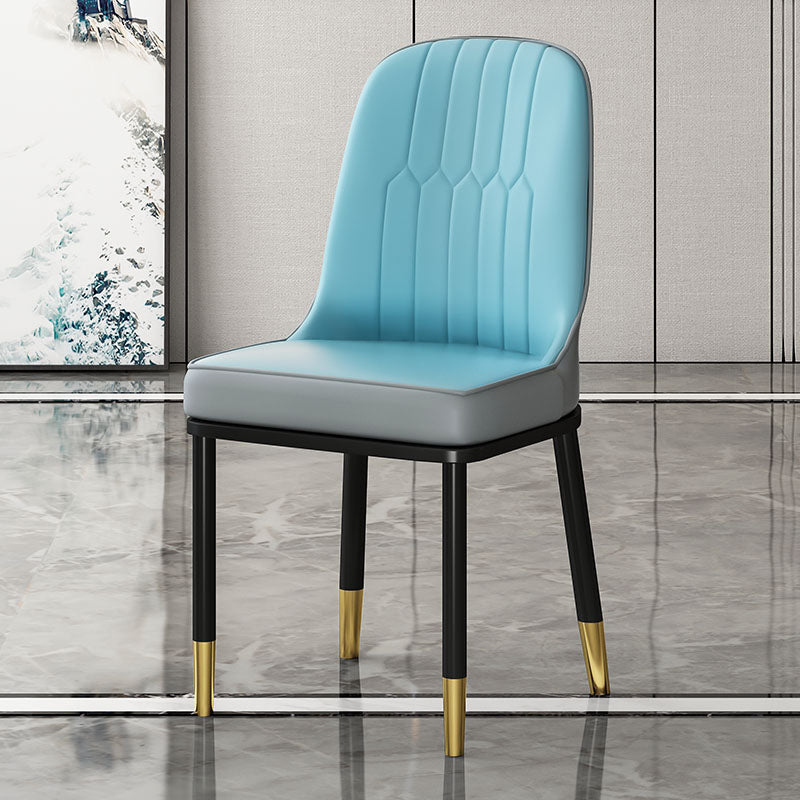 Metal Scandinavian Style Dining Chair Cushioned Parsons Armless Chair for Dining Room Sky Blue 1 Piece Clearhalo ' kitchen&dining_furn' 'Dining Chairs' 'Dining Tables & Seating' 'dining_chair' 'furn' 'furn_dining_chair' 'Furniture' 'furniture_dining_chair' 'Kitchen & Dining Furniture' 'kitchen' 3780322