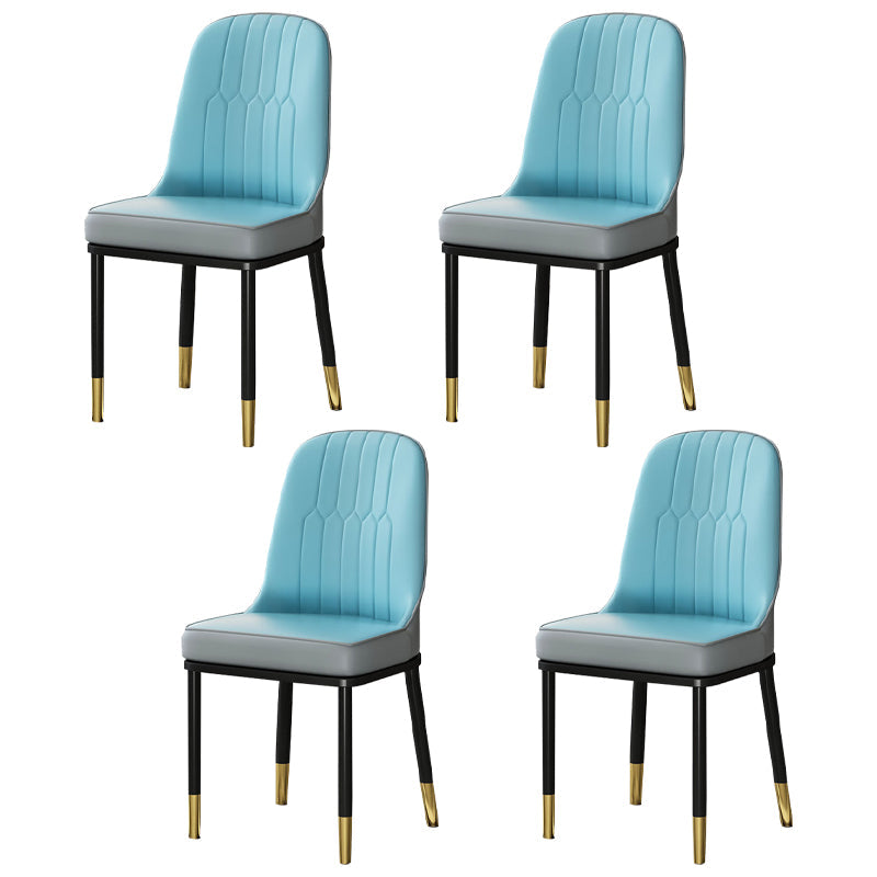 Metal Scandinavian Style Dining Chair Cushioned Parsons Armless Chair for Dining Room Sky Blue 4 Piece Set Clearhalo ' kitchen&dining_furn' 'Dining Chairs' 'Dining Tables & Seating' 'dining_chair' 'furn' 'furn_dining_chair' 'Furniture' 'furniture_dining_chair' 'Kitchen & Dining Furniture' 'kitchen' 3780324