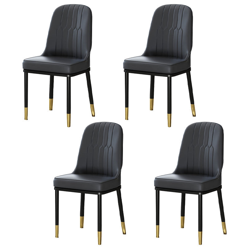 Metal Scandinavian Style Dining Chair Cushioned Parsons Armless Chair for Dining Room Black-Gold 4 Piece Set Clearhalo ' kitchen&dining_furn' 'Dining Chairs' 'Dining Tables & Seating' 'dining_chair' 'furn' 'furn_dining_chair' 'Furniture' 'furniture_dining_chair' 'Kitchen & Dining Furniture' 'kitchen' 3780327
