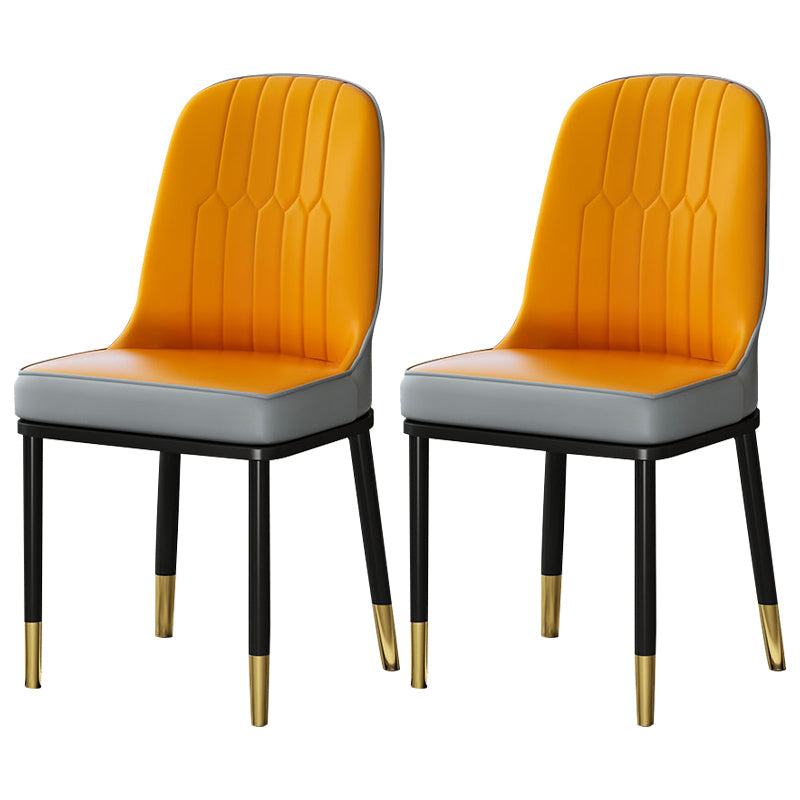 Metal Scandinavian Style Dining Chair Cushioned Parsons Armless Chair for Dining Room Orange Yellow 2 Piece Set Clearhalo ' kitchen&dining_furn' 'Dining Chairs' 'Dining Tables & Seating' 'dining_chair' 'furn' 'furn_dining_chair' 'Furniture' 'furniture_dining_chair' 'Kitchen & Dining Furniture' 'kitchen' 3780329