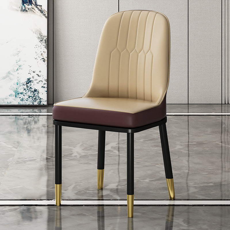 Metal Scandinavian Style Dining Chair Cushioned Parsons Armless Chair for Dining Room Light Beige 1 Piece Clearhalo ' kitchen&dining_furn' 'Dining Chairs' 'Dining Tables & Seating' 'dining_chair' 'furn' 'furn_dining_chair' 'Furniture' 'furniture_dining_chair' 'Kitchen & Dining Furniture' 'kitchen' 3780331