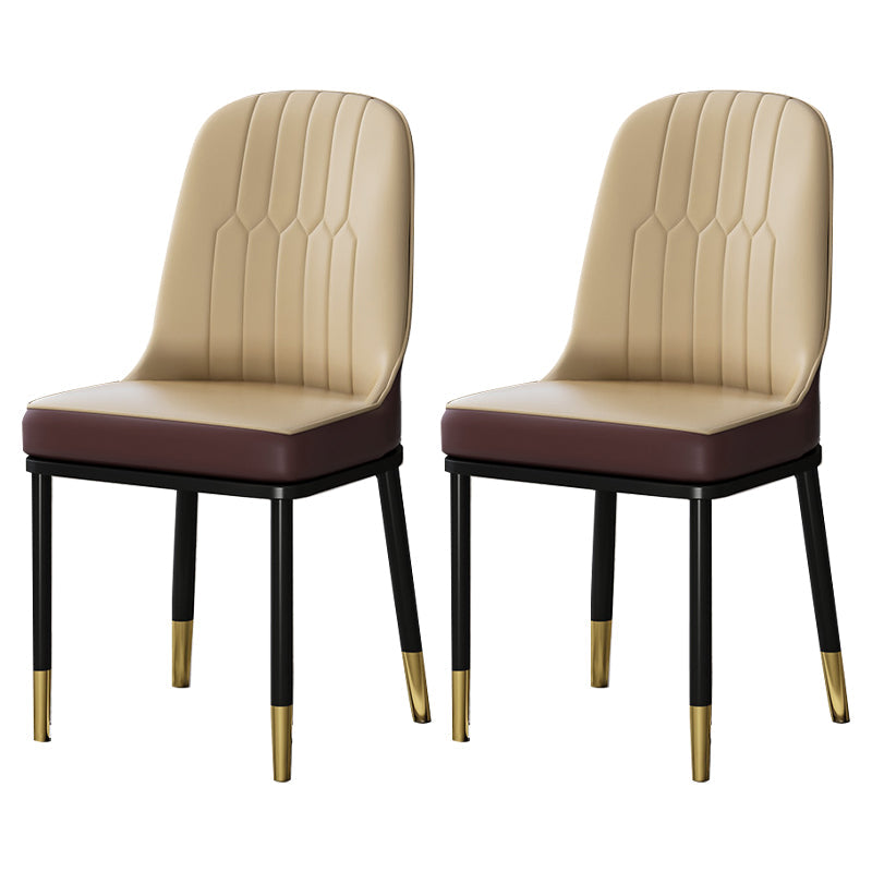 Metal Scandinavian Style Dining Chair Cushioned Parsons Armless Chair for Dining Room Light Beige 2 Piece Set Clearhalo ' kitchen&dining_furn' 'Dining Chairs' 'Dining Tables & Seating' 'dining_chair' 'furn' 'furn_dining_chair' 'Furniture' 'furniture_dining_chair' 'Kitchen & Dining Furniture' 'kitchen' 3780332