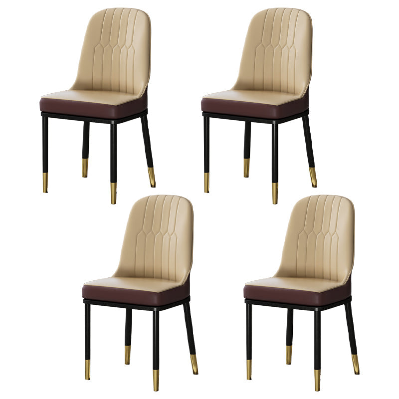 Metal Scandinavian Style Dining Chair Cushioned Parsons Armless Chair for Dining Room Light Beige 4 Piece Set Clearhalo ' kitchen&dining_furn' 'Dining Chairs' 'Dining Tables & Seating' 'dining_chair' 'furn' 'furn_dining_chair' 'Furniture' 'furniture_dining_chair' 'Kitchen & Dining Furniture' 'kitchen' 3780333