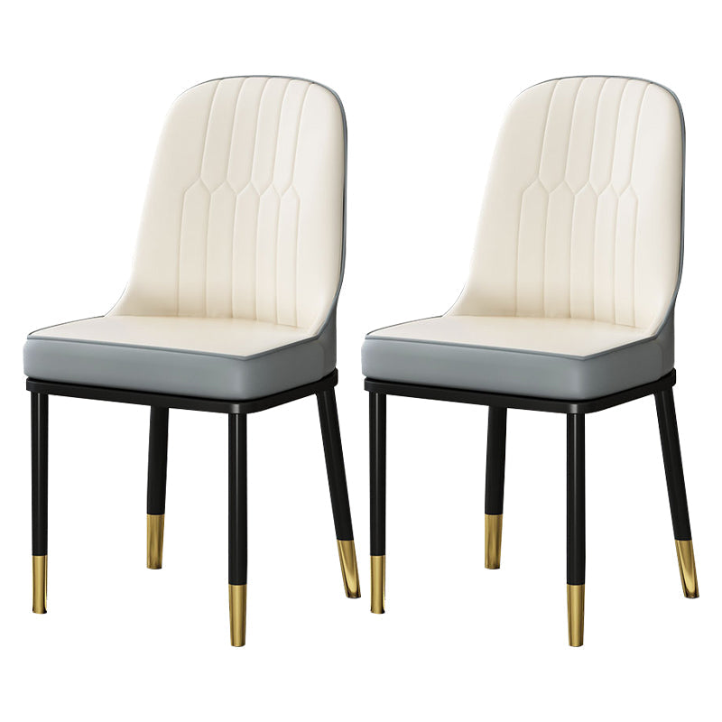 Metal Scandinavian Style Dining Chair Cushioned Parsons Armless Chair for Dining Room Textured White 2 Piece Set Clearhalo ' kitchen&dining_furn' 'Dining Chairs' 'Dining Tables & Seating' 'dining_chair' 'furn' 'furn_dining_chair' 'Furniture' 'furniture_dining_chair' 'Kitchen & Dining Furniture' 'kitchen' 3780335