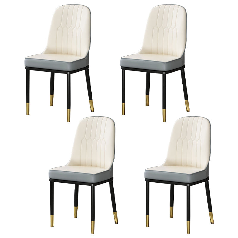 Metal Scandinavian Style Dining Chair Cushioned Parsons Armless Chair for Dining Room Textured White 4 Piece Set Clearhalo ' kitchen&dining_furn' 'Dining Chairs' 'Dining Tables & Seating' 'dining_chair' 'furn' 'furn_dining_chair' 'Furniture' 'furniture_dining_chair' 'Kitchen & Dining Furniture' 'kitchen' 3780336