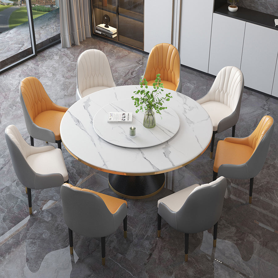 Metal Contemporary Round Dining Table Sintered Stone Table with Pedestal Base Clearhalo ' dining_table' 'Dining Tables & Seating' 'Dining Tables' 'furn' 'furn_dining_table' 'Furniture' 'furniture_dining_table' 'Kitchen & Dining Furniture' 'kitchen&dining_furn' 'kitchen' 'kitchen_dining_table' 3815713